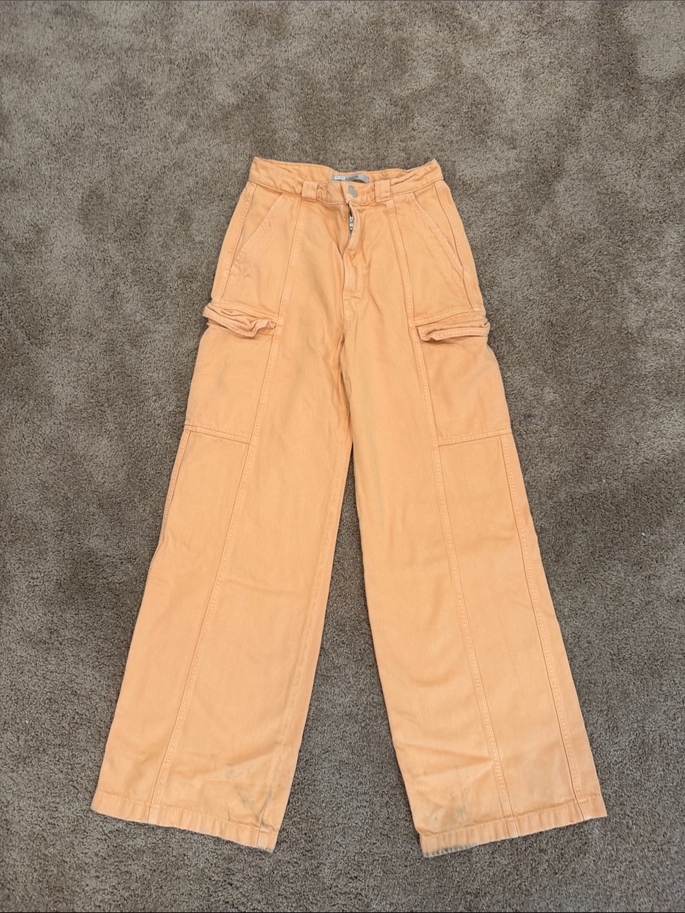 Peach Wide Leg Cargo Pants